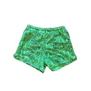 [Vintage] Men’s Neon Green Shark Attack Surf Swim Trunks - Size S